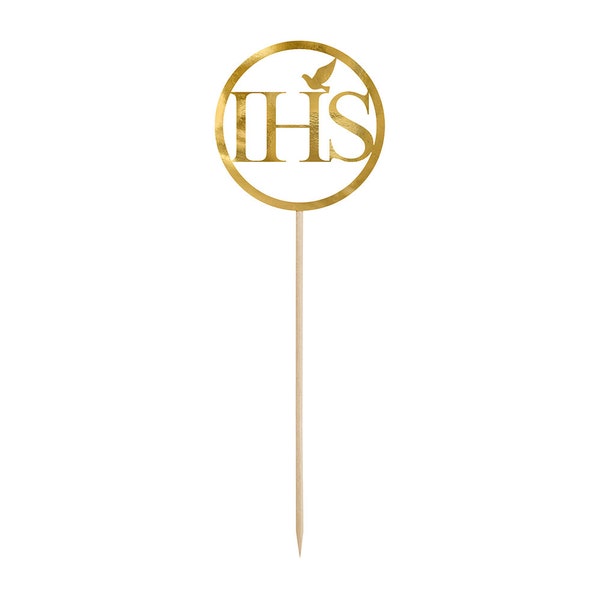 Cake topper IHS 22 cm gold