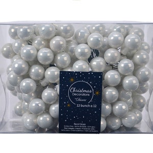 Christmas balls on wire glass 2 cm winter white glossy, 144 pieces