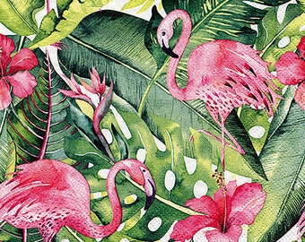 Servietten Papier 33x33cm 3-lagig Flamingo Motiv 20 Stück Rosa / Grün