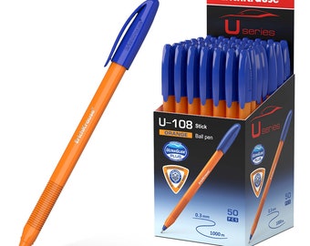 Stylo à bille U-108 orange 0,3 mm paquet de 50 bleu