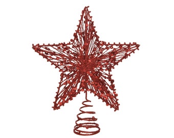 Christbaumspitze Stern 22cm Metall weihnachtsrot