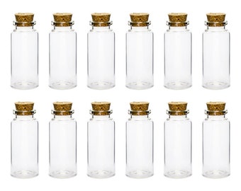 Bottles with corks 3 x 7 cm - 35ml glass set of 12 clear transparent