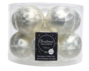 Boules de Noël en verre 6 cm x 10 pièces - vernis glace blanc