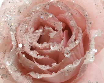 Kunstblumen Rose auf Clip 14cm rosa