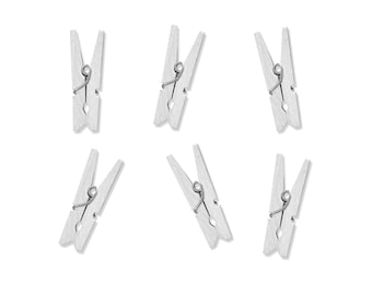 Small clothespins for photos 3 cm mini wooden pegs white set of 20