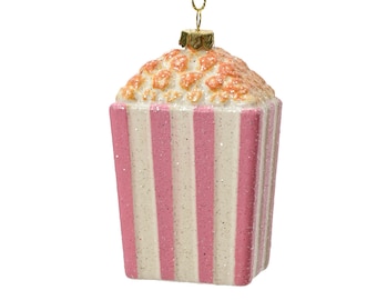 Christbaumschmuck Kunststoff Popcorn 9cm - Rosa / Weiß