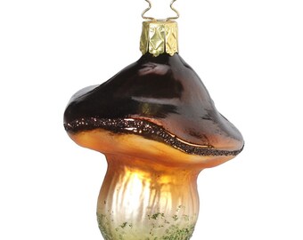 Christmas tree decoration chestnut mushroom glass 7 cm brown, 1 piece