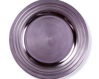 Decorative plastic plate with grooved edge 33 cm purple