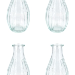 Vasen Glas gerillt 14cm klar transparent 240ml, 4er Set image 1