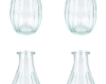 Vasen Glas gerillt 14cm klar transparent 240ml, 4er Set