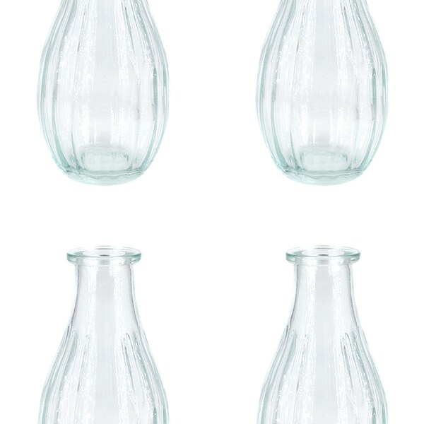 Vases en verre rainuré 14 cm transparent 240ml, lot de 4