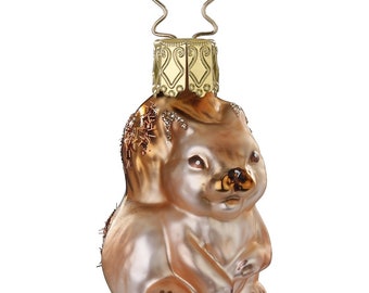 Christbaumschmuck Baby Eichhörnchen Glas 6cm hellbraun, 1 Stück