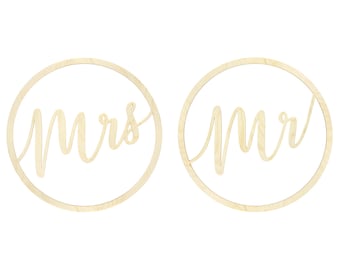 Mr and Mrs Schild 38cm Holz Deko Anhänger 2er Set natur