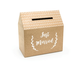 Card box wedding 30.5 cm cardboard, brown / white