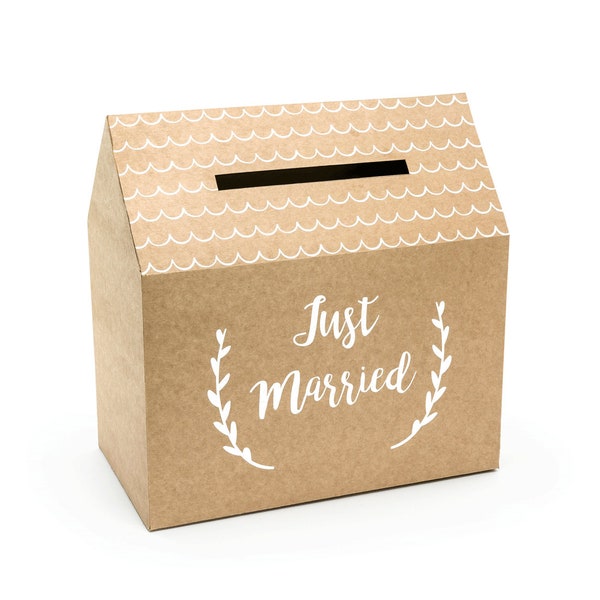 Card box wedding 30.5 cm cardboard, brown / white