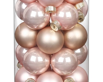 Boules de Noël en verre 4 cm Rose Nacré, 30 pièces