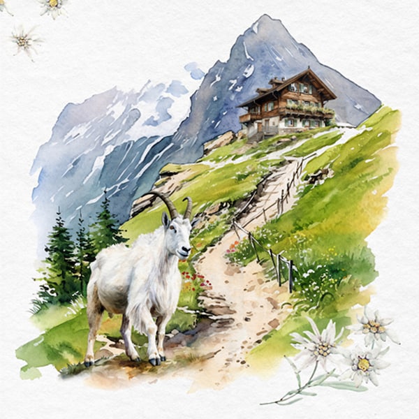 Serviettes en papier 33 x 33 cm 3 épaisseurs Chèvre sur l'Alpe 20 pièces