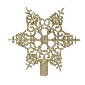 Christmas tree topper snowflake with glitter 20 cm plastic - light gold