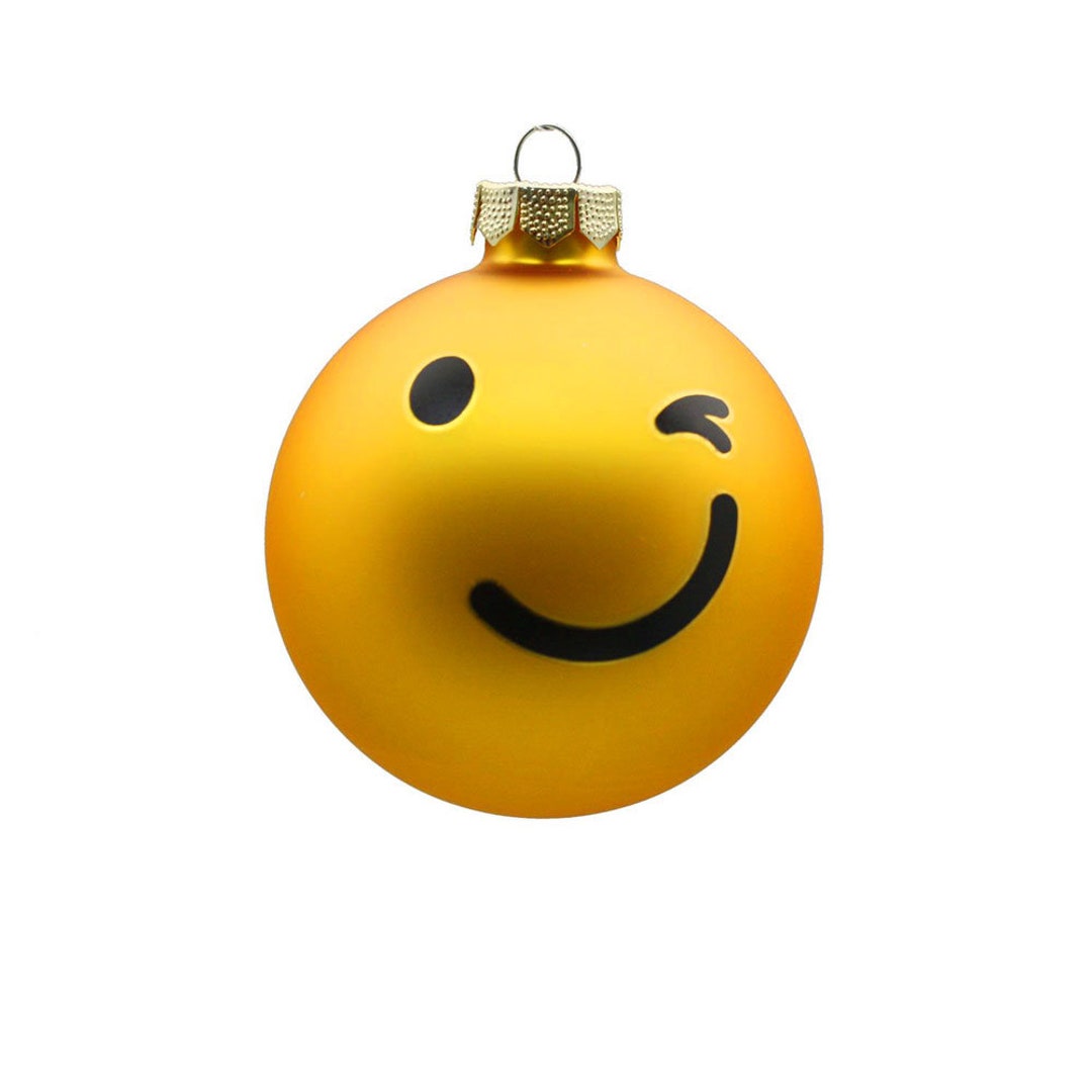 Weihnachtskugeln Glas zwinkerndes Gesicht 8cm gelb Etsy Österreich