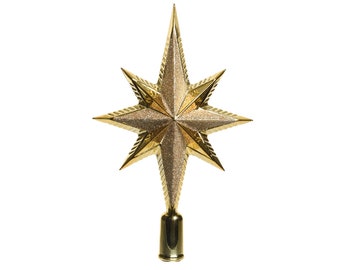 Cimier de sapin de Noël étoile 25 cm en plastique, or clair