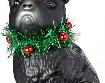 Christbaumschmuck Glas Französische Bulldogge 11cm schwarz, 1 Stück