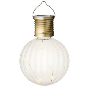 Solar garden light LED ball light bulb plastic 8 x 11 cm warm white