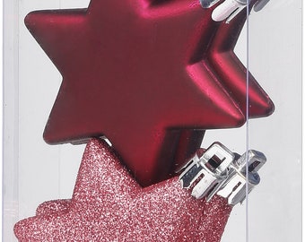Décoration de sapin de Noël étoiles 6 cm en plastique lot de 8 - Berry Kiss