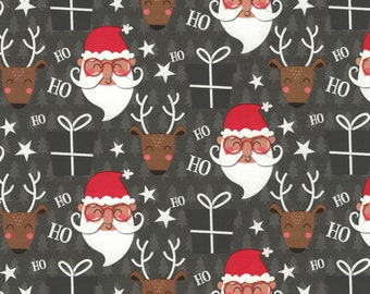 Wrapping paper Santa Claus and deer 70 cm x 2 m roll dark gray