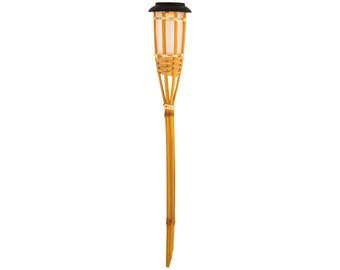 Torche Solaire LED Flamme Extérieure Bambou 54 cm 6h Fonctionnement Marron