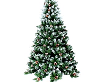 Tannenbaum künstlich 180cm mit Kiefernzapfen grün / weiß