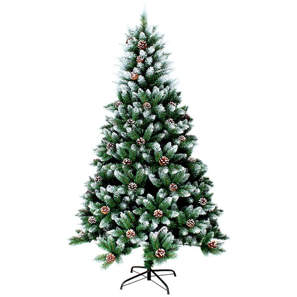 Sapin de Noël artificiel 180 cm avec pommes de pin vert/blanc