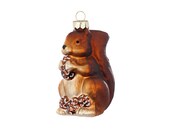 Christmas tree decoration glass squirrel with cones 8.5 cm orange brown