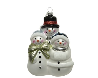 Christbaumschmuck Glas Schneemann 12,3cm - Weiß - Grün