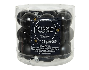 Christmas balls glass 2.5 cm 24 pieces - black