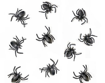 Décoration araignée 3 x 3 cm 10 pièces noir