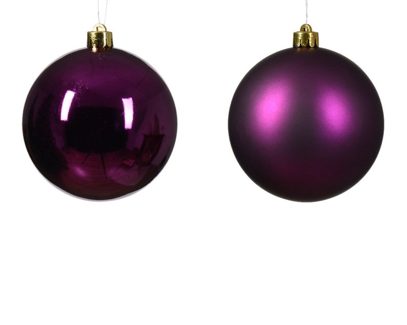 Boules de Noël en plastique 10 cm 4 pièces violet image 2