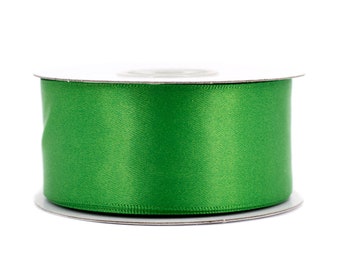 Double-sided satin ribbon 38 mm x 20 m roll green