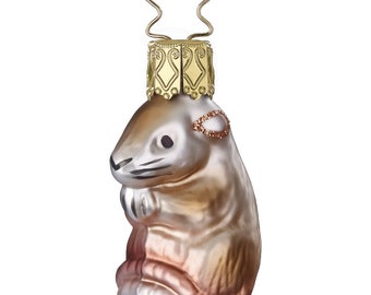 Christbaumschmuck Anhänger Glas Maus 5cm Beige Braun