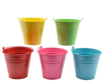 Flower pot / planter bucket metal 11.5 x 10.5 cm colorful 1 piece assorted