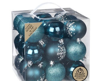 Boules de Noël plastique 6 cm lot de 27 - Emeraude