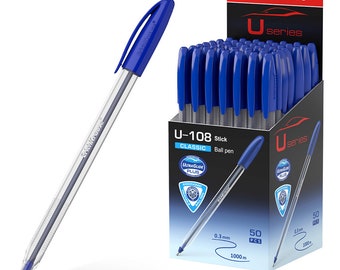 Bolígrafo U-108 Classic 0,3 mm, paquete de 50 unidades, azul