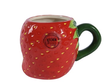 Tasse Erdbeere Keramik 14cm Rot