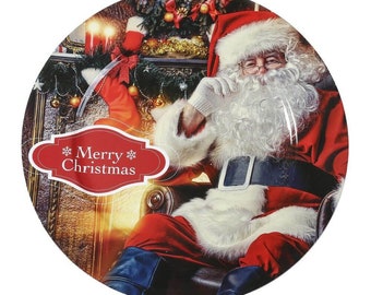 Assiette décorative en plastique Père Noël - motif 33 cm coloré