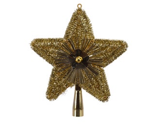 Christmas tree topper star 23 cm plastic - light gold