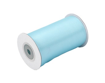 Ruban satin 100 mm x 10 m rouleau bleu clair