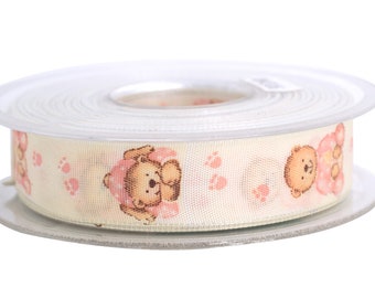 Ruban décoratif 25 mm Baby Bear 1 mètre rose