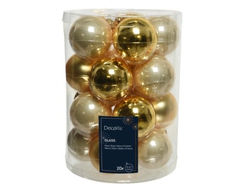 Boules de Noël en verre 6 cm x 20 pièces - mélange or clair/perle