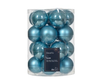 Weihnachtskugeln Glas 6cm x 20 Stück - Zuckerblau