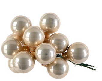 Boules de Noël sur fil de verre 2 cm nacré brillant, 12 pièces
