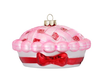 Christbaumschmuck Glas Tarte Kuchen 7cm rosa / rot